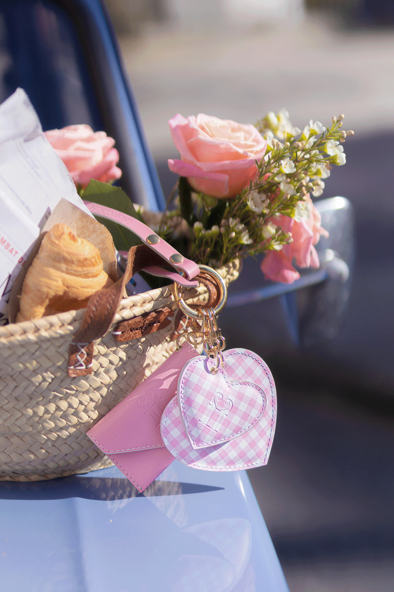 Édition limitée Promenade en Vichy — porte-clés cœur vichy rose
